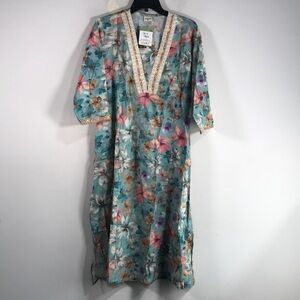 Story 101 India Floral Kurti, Women's Size XXL - Blue/Multicolor